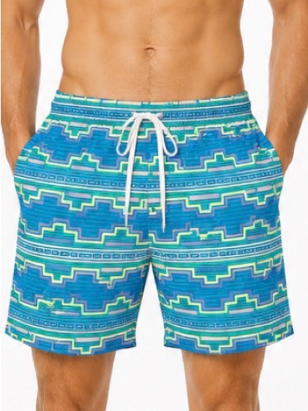 Chubbies Blue Geometric Swim Trunks Mens Size XXL
